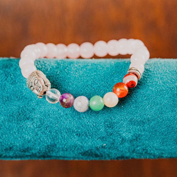 Pulsera Chakras con cuarzo rosa